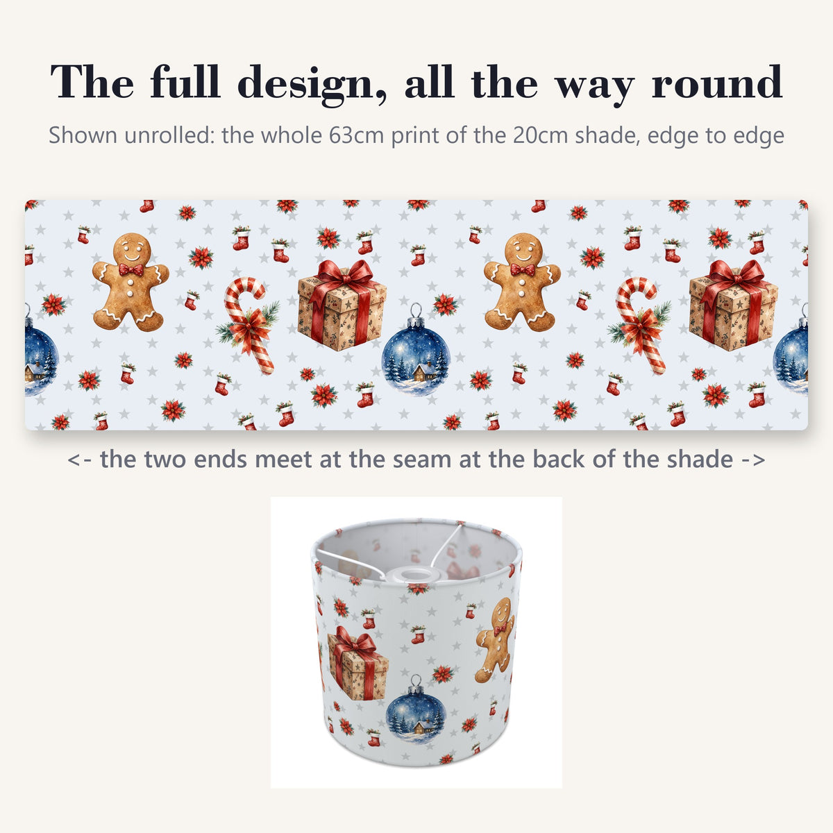 Snow Watercolor Christmas lampshade - 20cm x 18.5cm Ceiling - photo 9