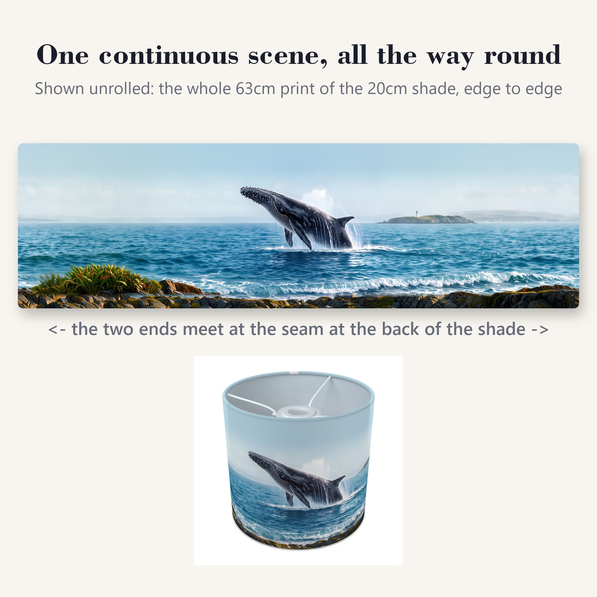Whale Ocean wraparound lampshade - Whale Spout - photo 2