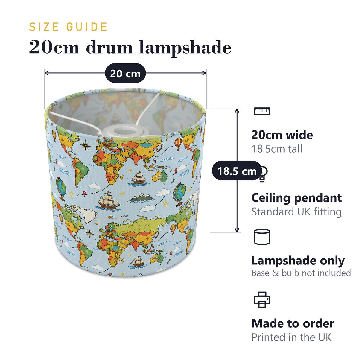 Sky World Explorer lampshade - 20cm x 18.5cm Ceiling - photo 7