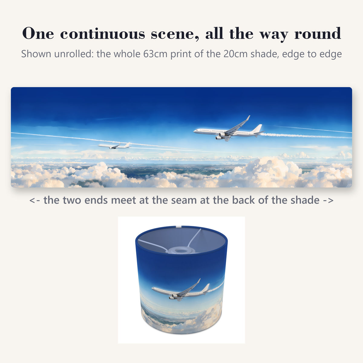 Sky Planes wraparound lampshade - Jet Stream
