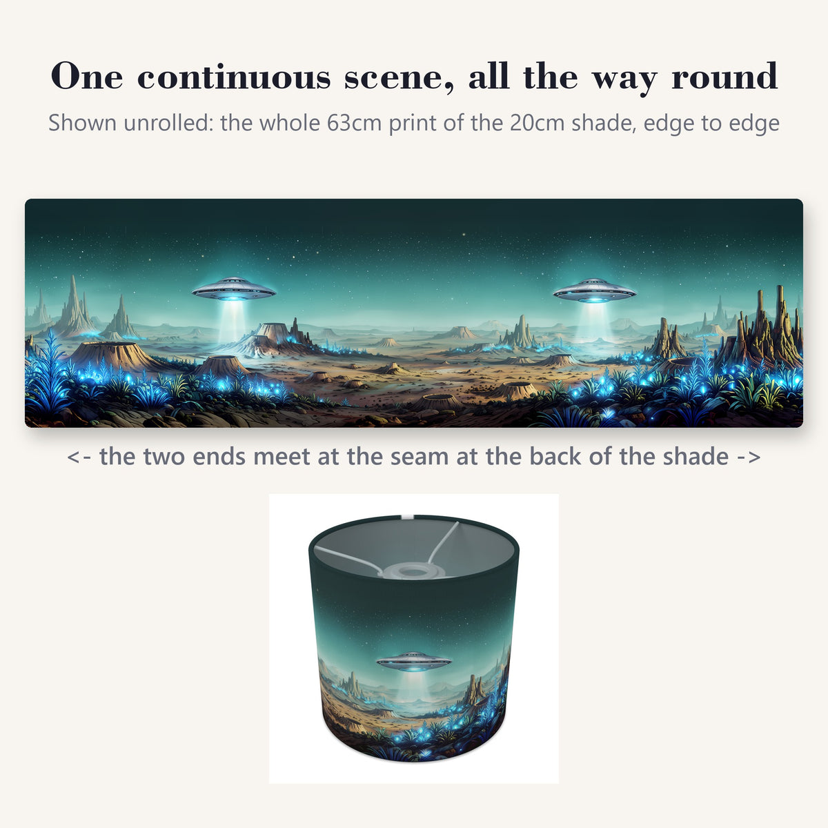 Alien Planet wraparound lampshade - Flying Saucers