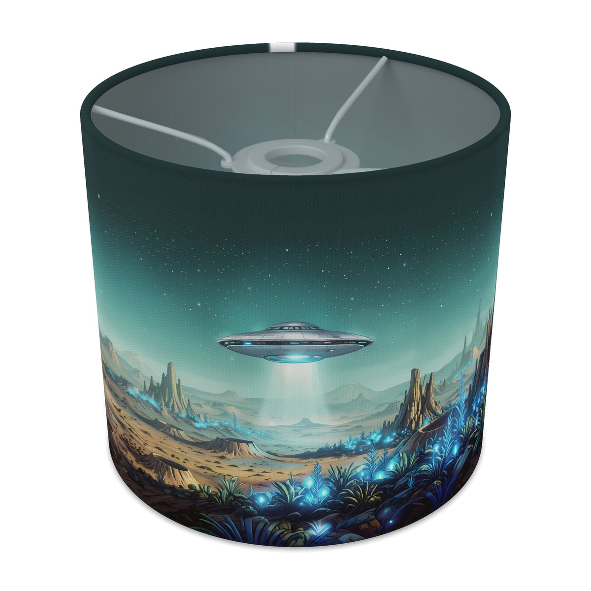 Alien Planet wraparound lampshade - Flying Saucers
