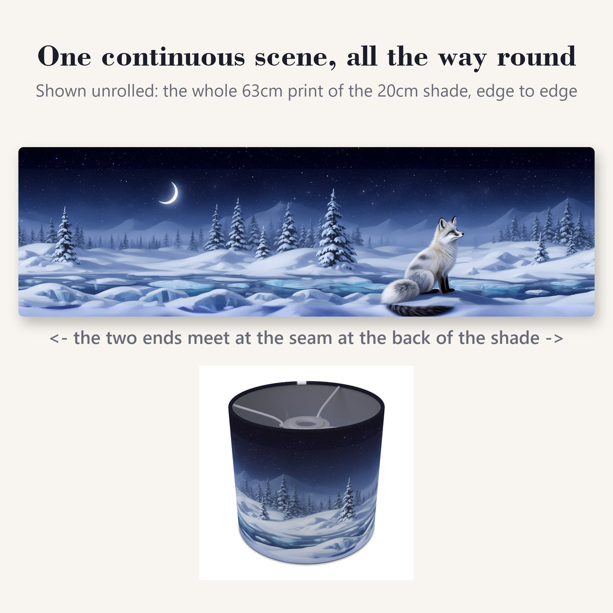 Arctic Panorama wraparound lampshade - Starry Snow