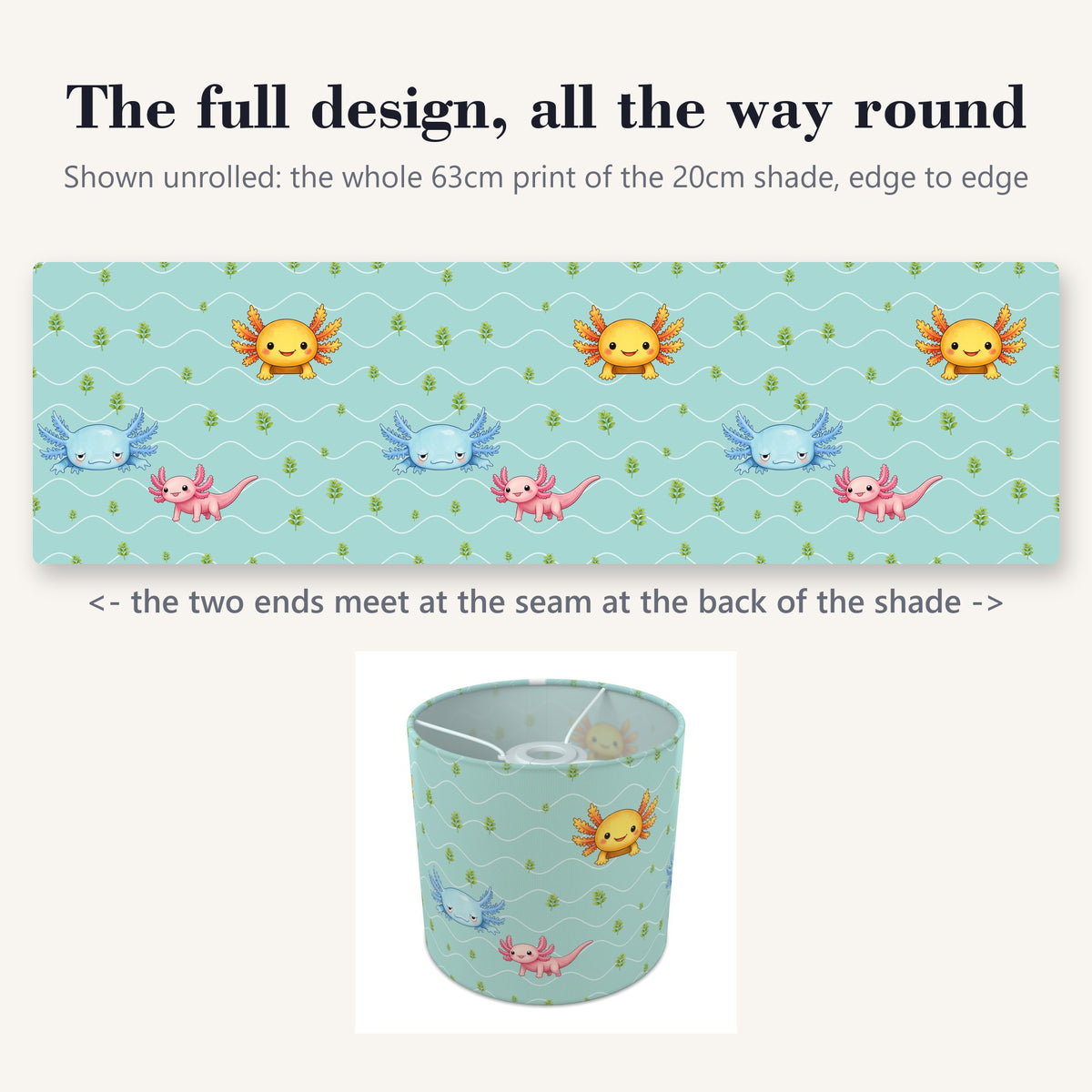 Teal Axolotl Lagoon lampshade - 20cm x 18.5cm Ceiling - photo 9