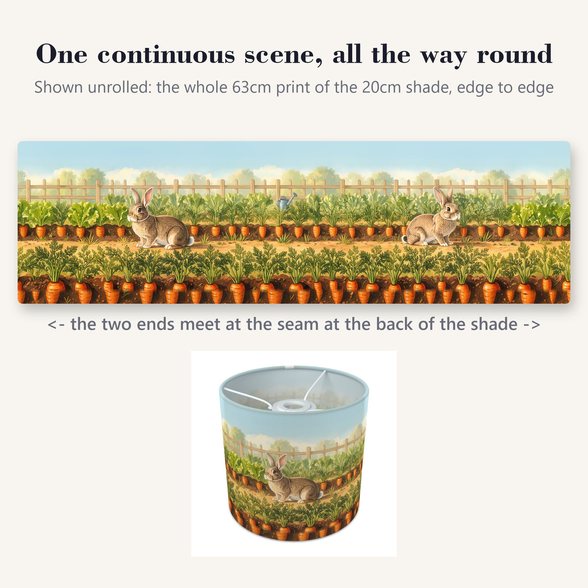 Bunny Meadow wraparound lampshade - Carrot Garden