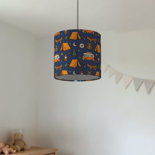Navy Happy Campers lampshade - 20cm x 18.5cm Ceiling - photo 2