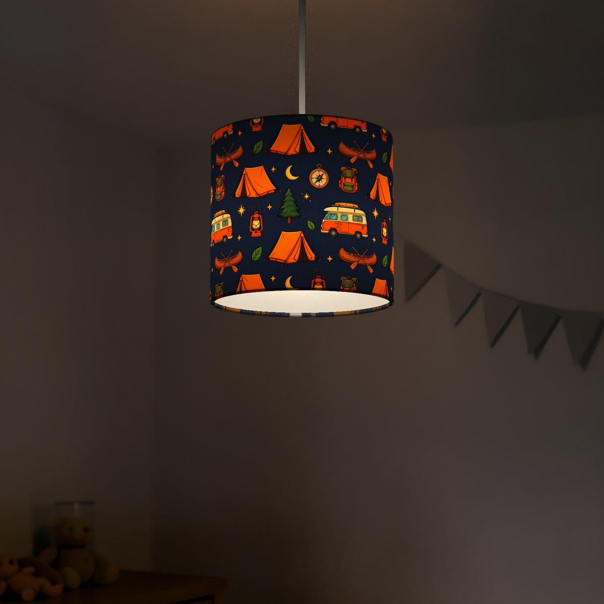Navy Happy Campers lampshade - 20cm x 18.5cm Ceiling - photo 5