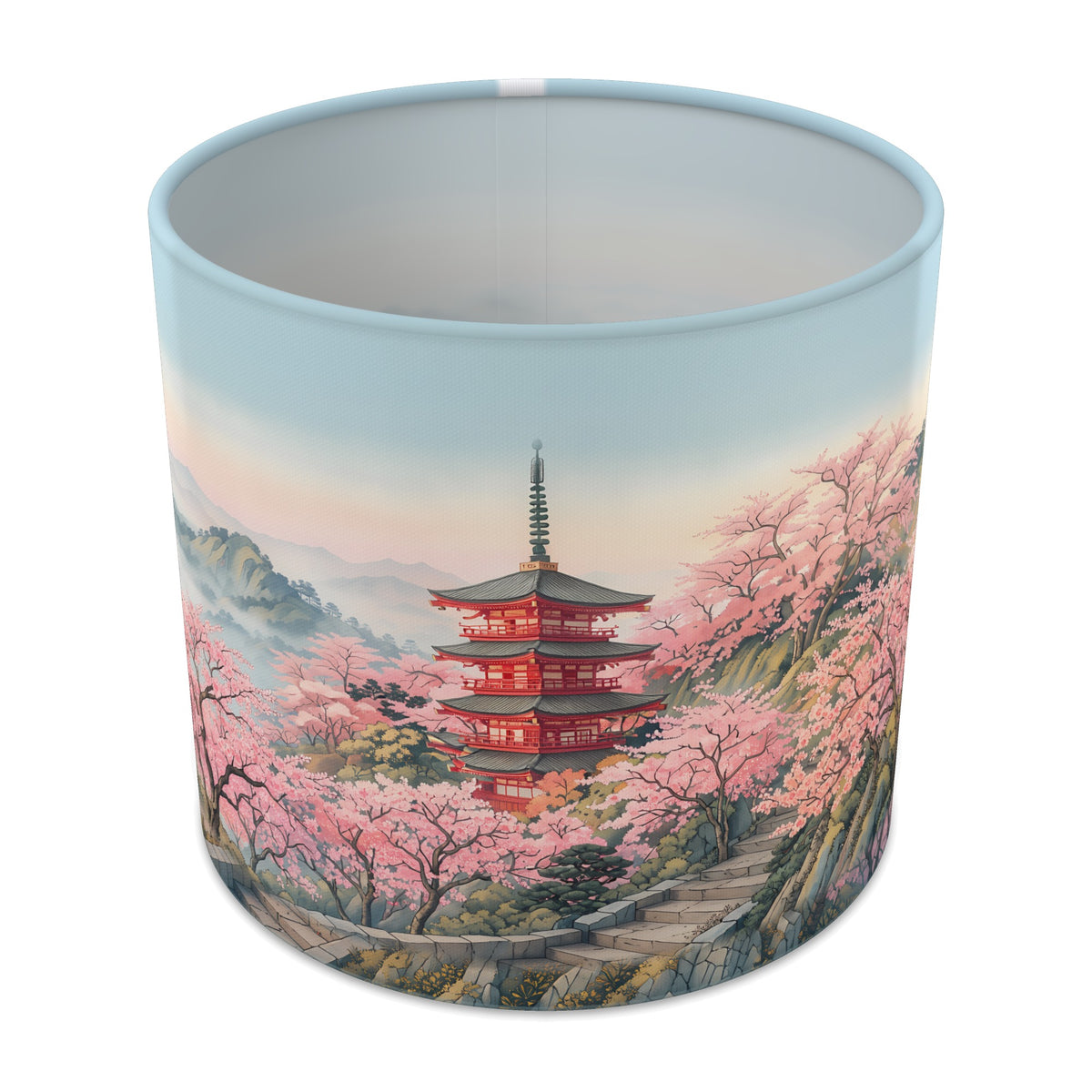 Mountain Temple Cherry Blossom Garden lampshade - 20cm x 18.5cm Table