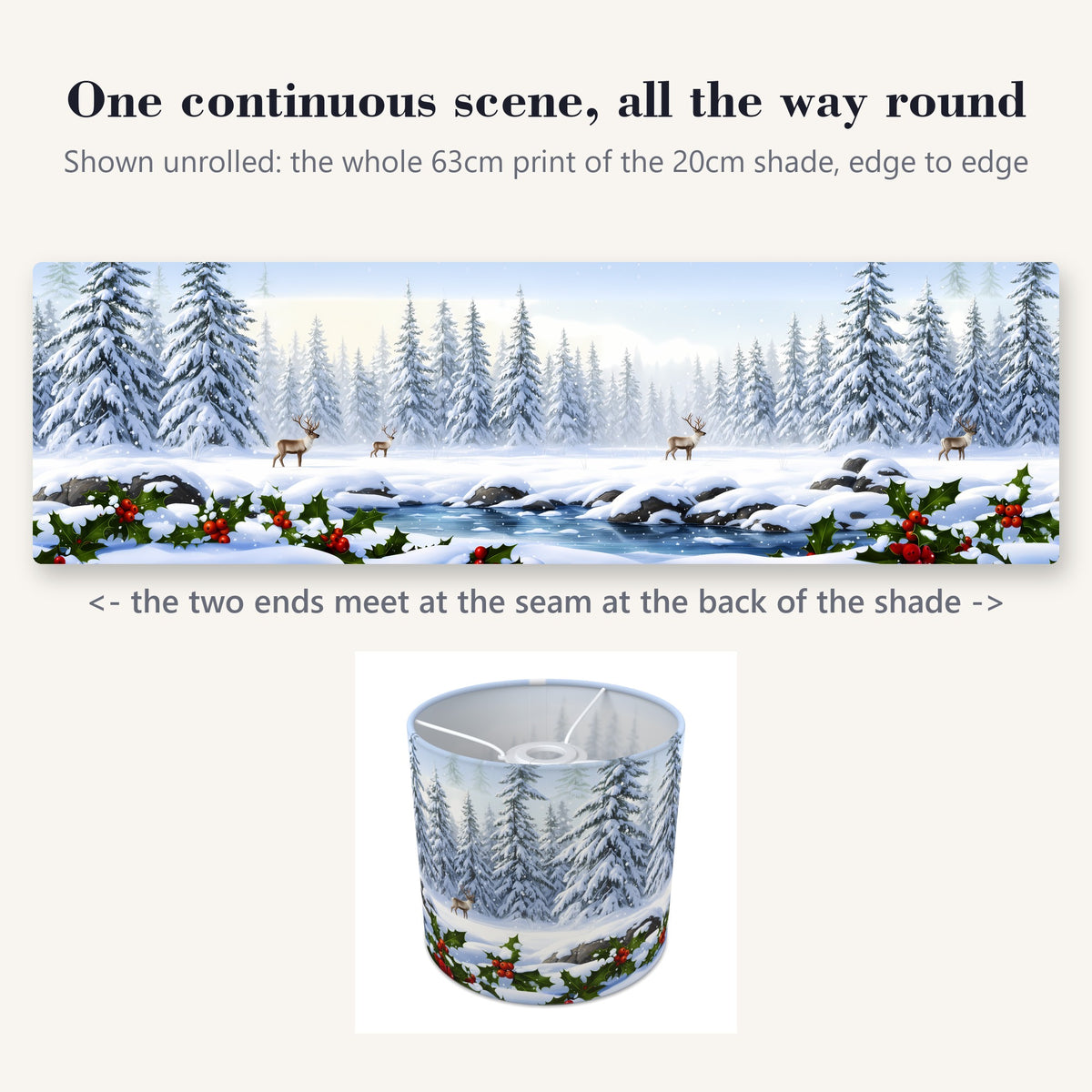 Winter Wonderland wraparound lampshade - Reindeer Forest