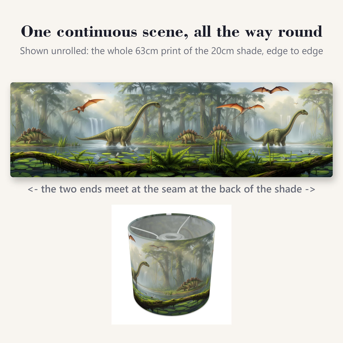 Dinosaur World wraparound lampshade - Jurassic Swamp