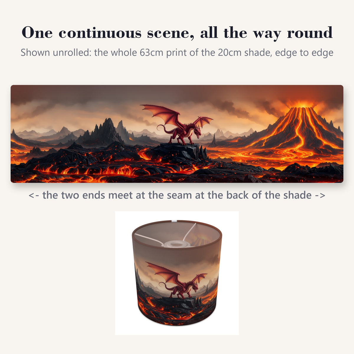 Dragon Mountains wraparound lampshade - Volcano Valley