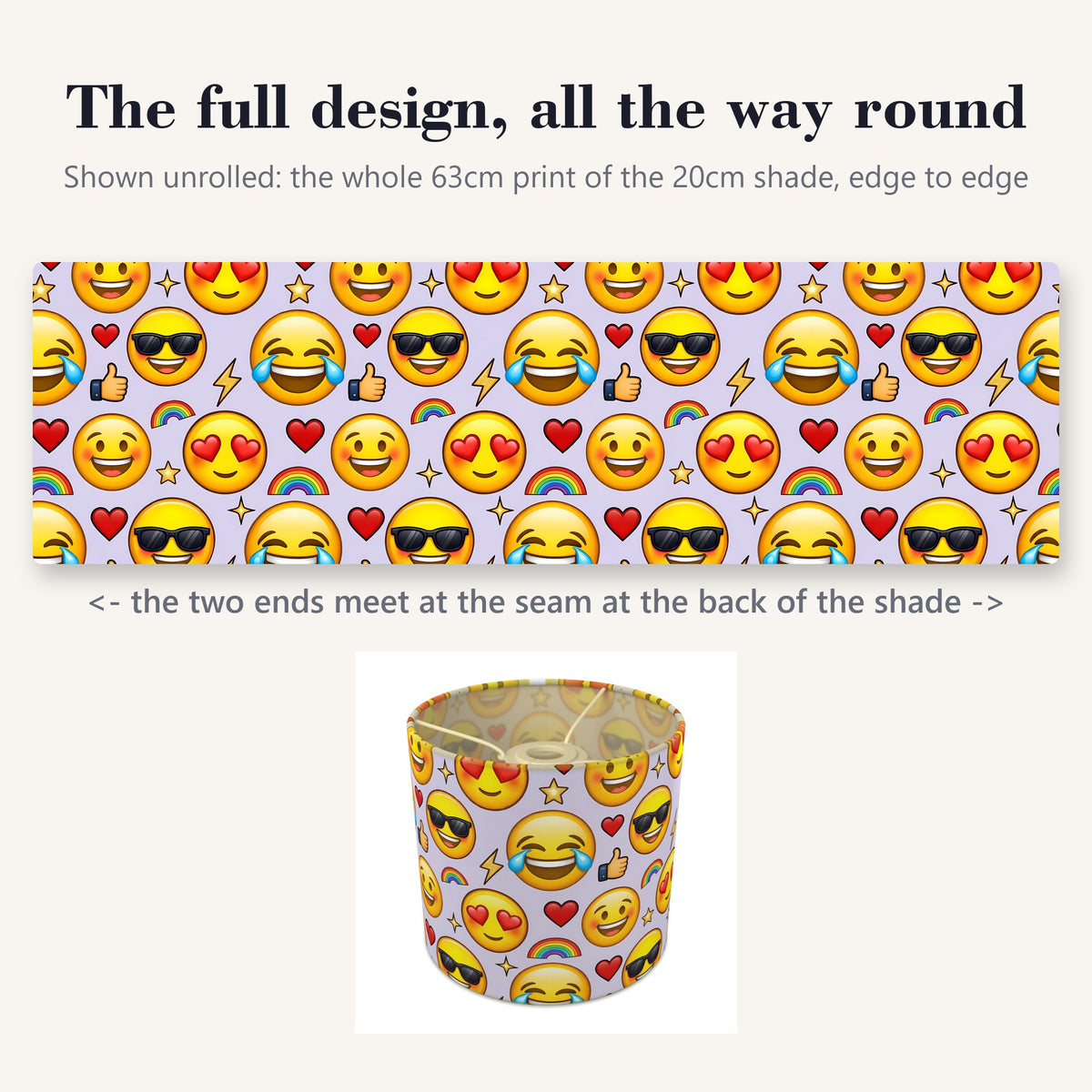 Lilac Emoji Party lampshade - 20cm x 18.5cm Ceiling - photo 9