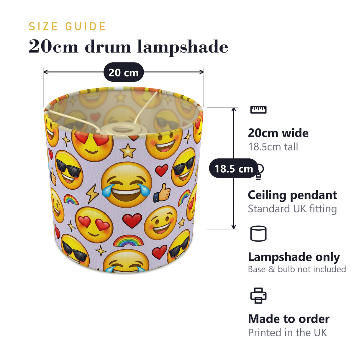 Lilac Emoji Party lampshade - 20cm x 18.5cm Ceiling - photo 7