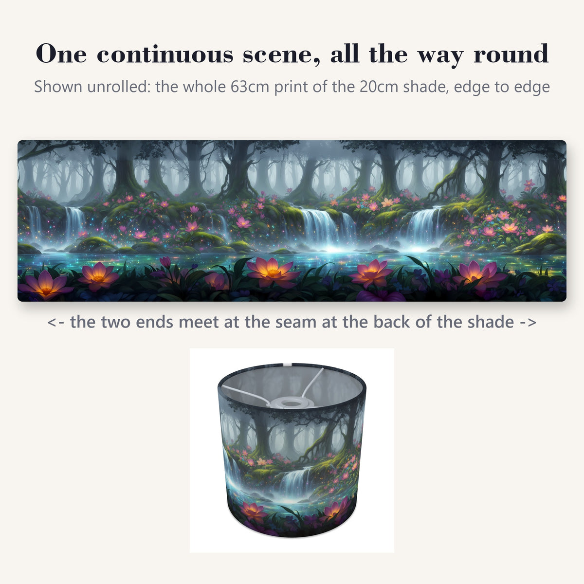 Fairytale Forest wraparound lampshade - Secret Waterfall