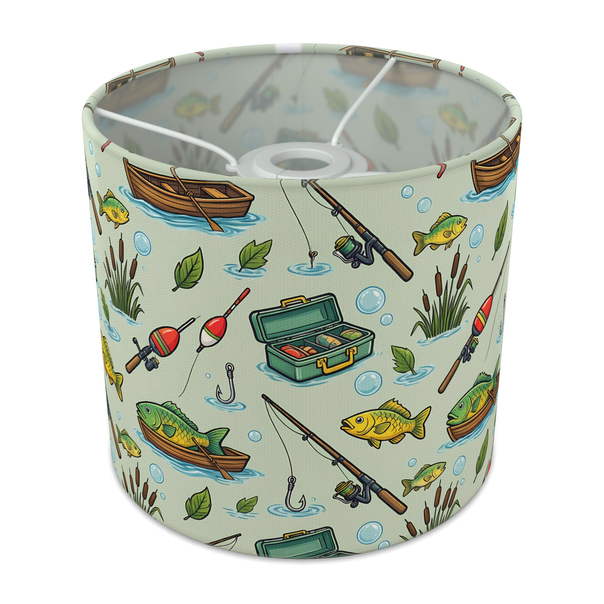 Sage Gone Fishing lampshade - 20cm x 18.5cm Ceiling - main photo