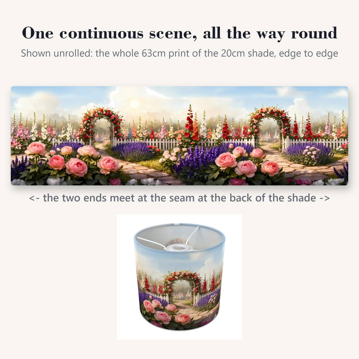 Flower Meadow wraparound lampshade - Cottage Garden