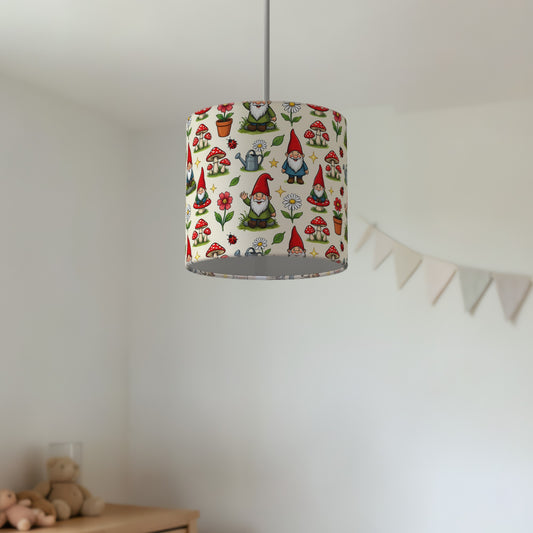 Cream Garden Gnomes lampshade - 20cm x 18.5cm Ceiling - photo 2