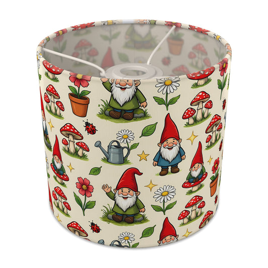 Cream Garden Gnomes lampshade - 20cm x 18.5cm Ceiling - main photo
