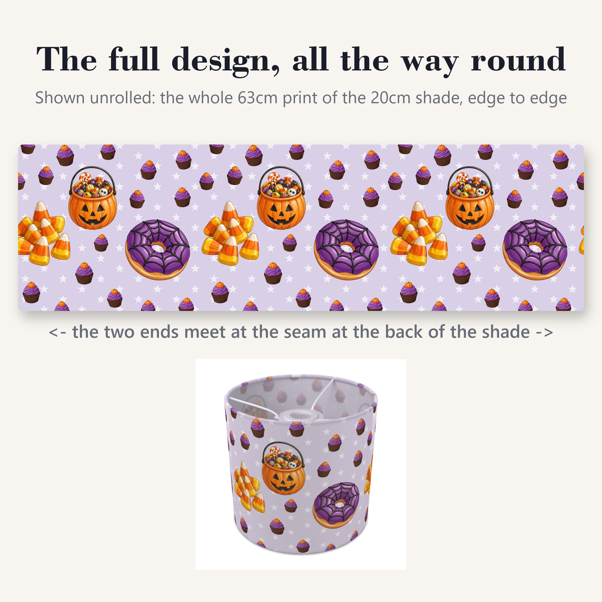Lilac Halloween Food lampshade - 20cm x 18.5cm Ceiling - photo 9