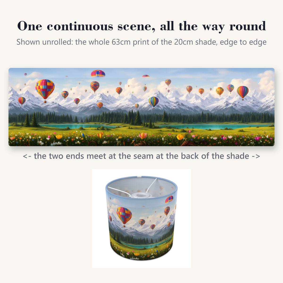 Balloon Skies wraparound lampshade - Mountain Flight