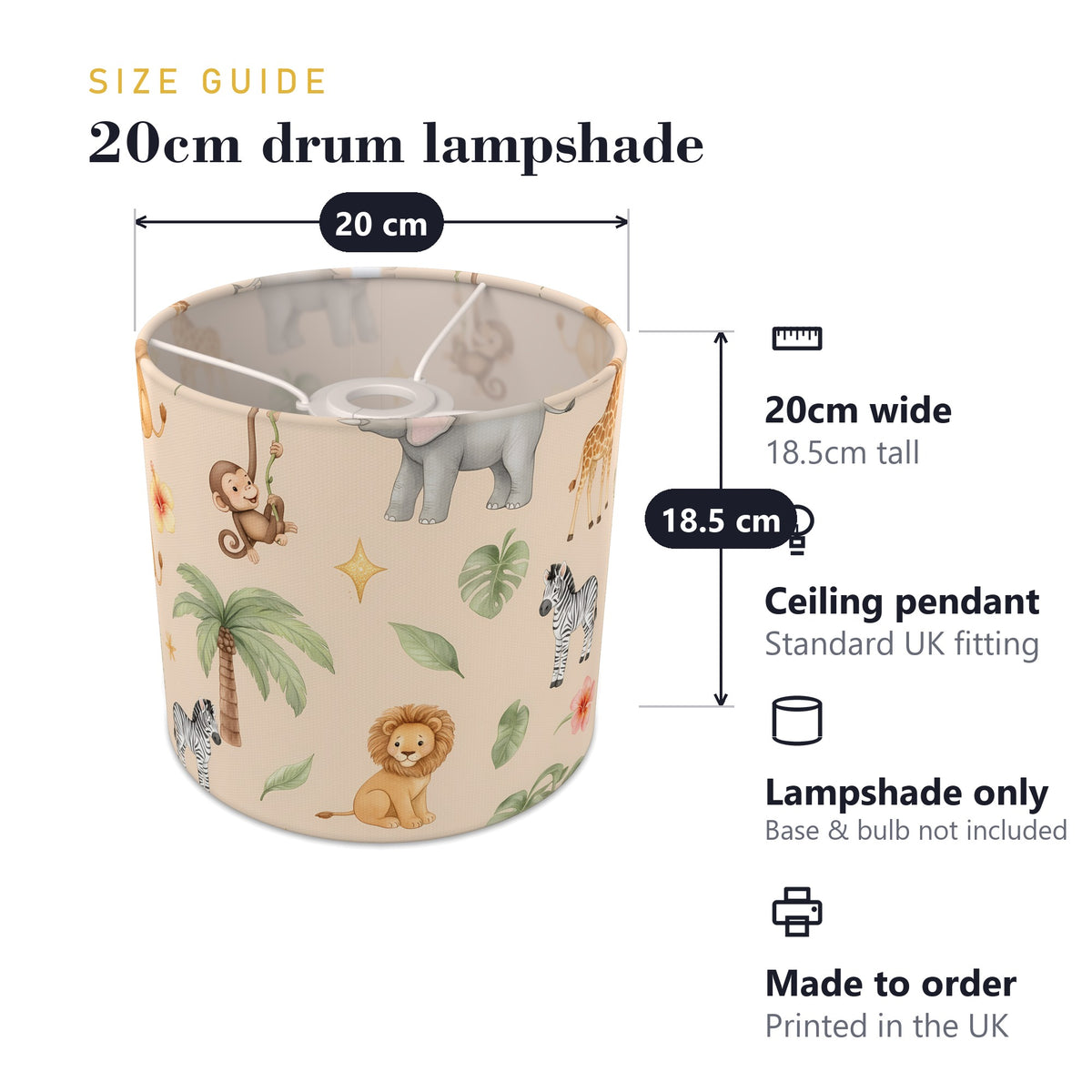 Sand Jungle Pals lampshade - 20cm x 18.5cm Ceiling - photo 7