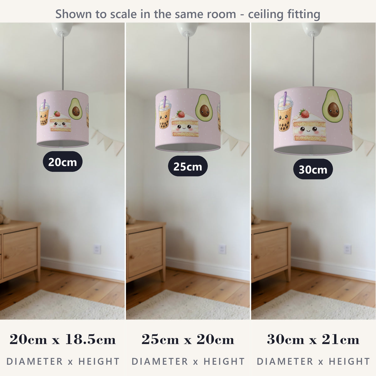 Blush Kawaii Food lampshade - 20cm x 18.5cm Ceiling - photo 4