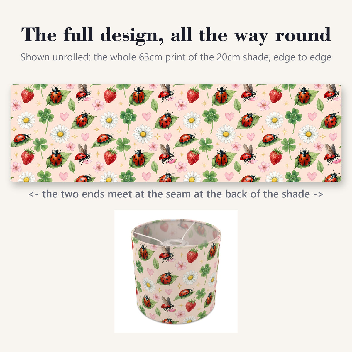 Blush Lucky Ladybirds lampshade - 20cm x 18.5cm Ceiling - photo 9