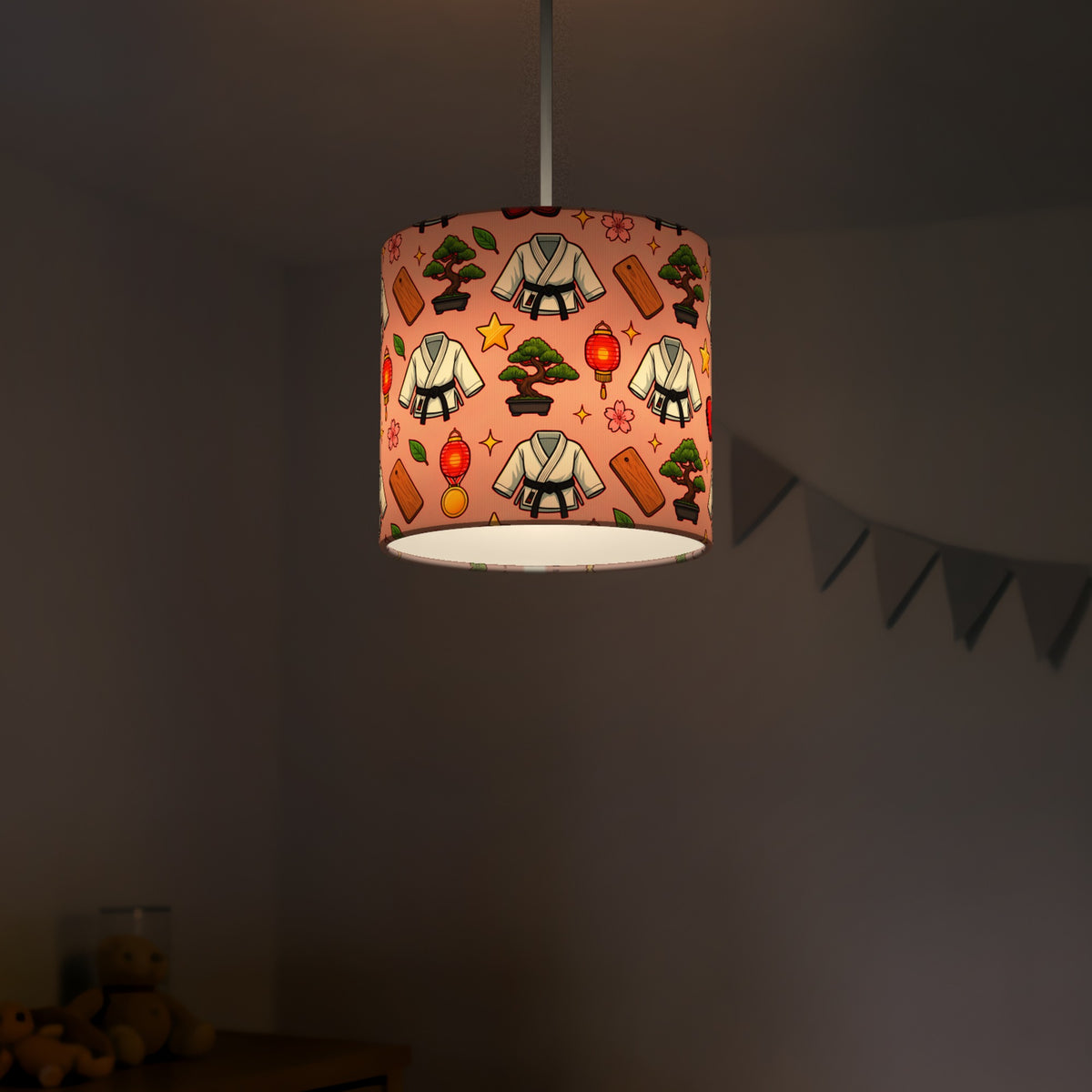 Red Little Dojo lampshade - 20cm x 18.5cm Ceiling - photo 5