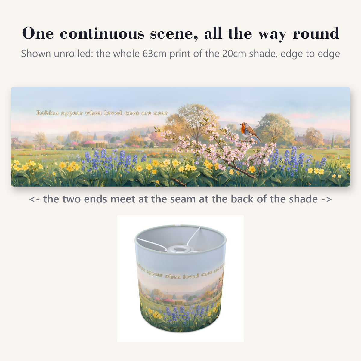 Memorial Robin wraparound lampshade - Spring Robin