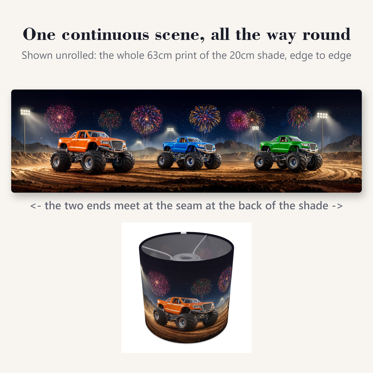 Monster Trucks wraparound lampshade - Night Show