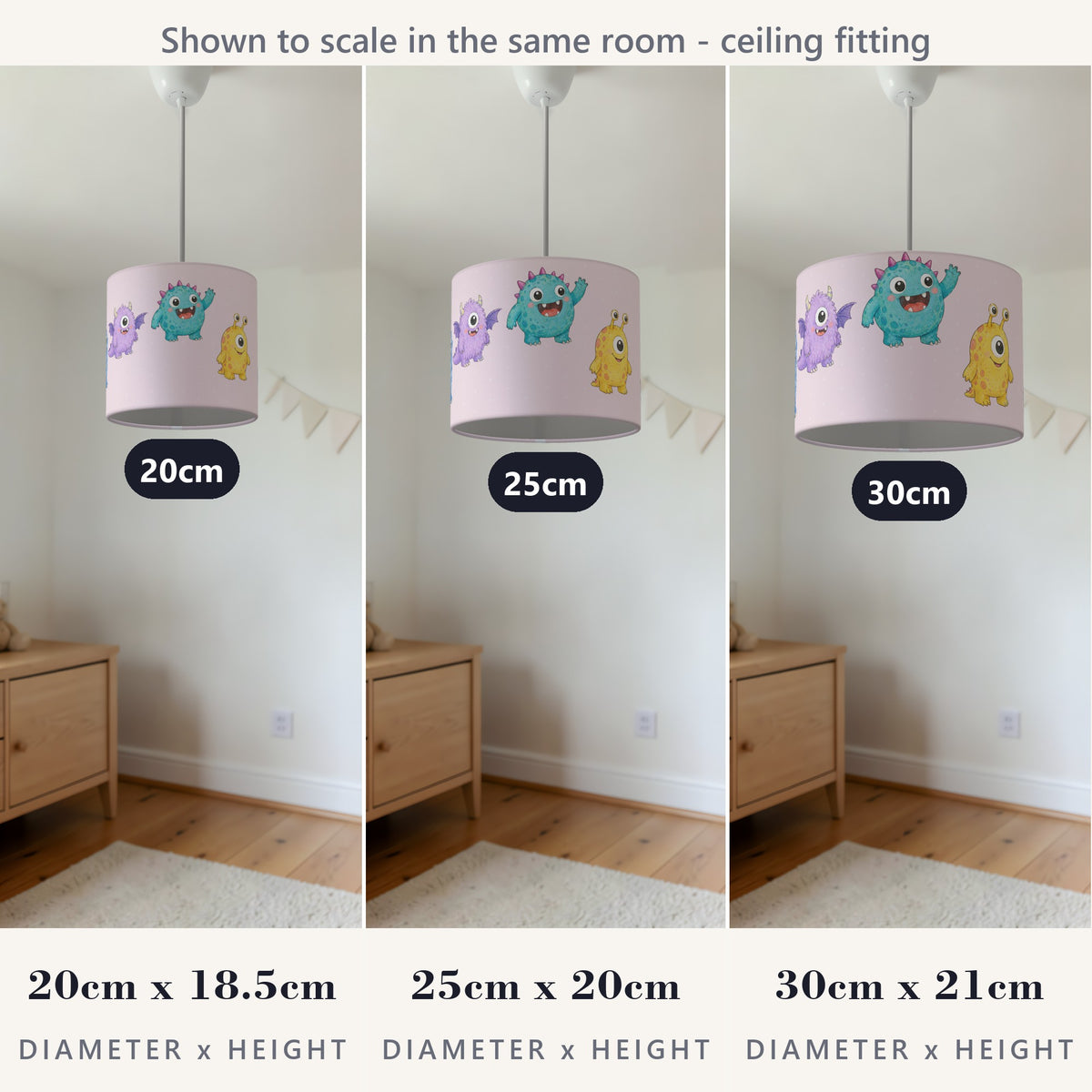 Blush Monsters lampshade - 20cm x 18.5cm Ceiling - photo 4