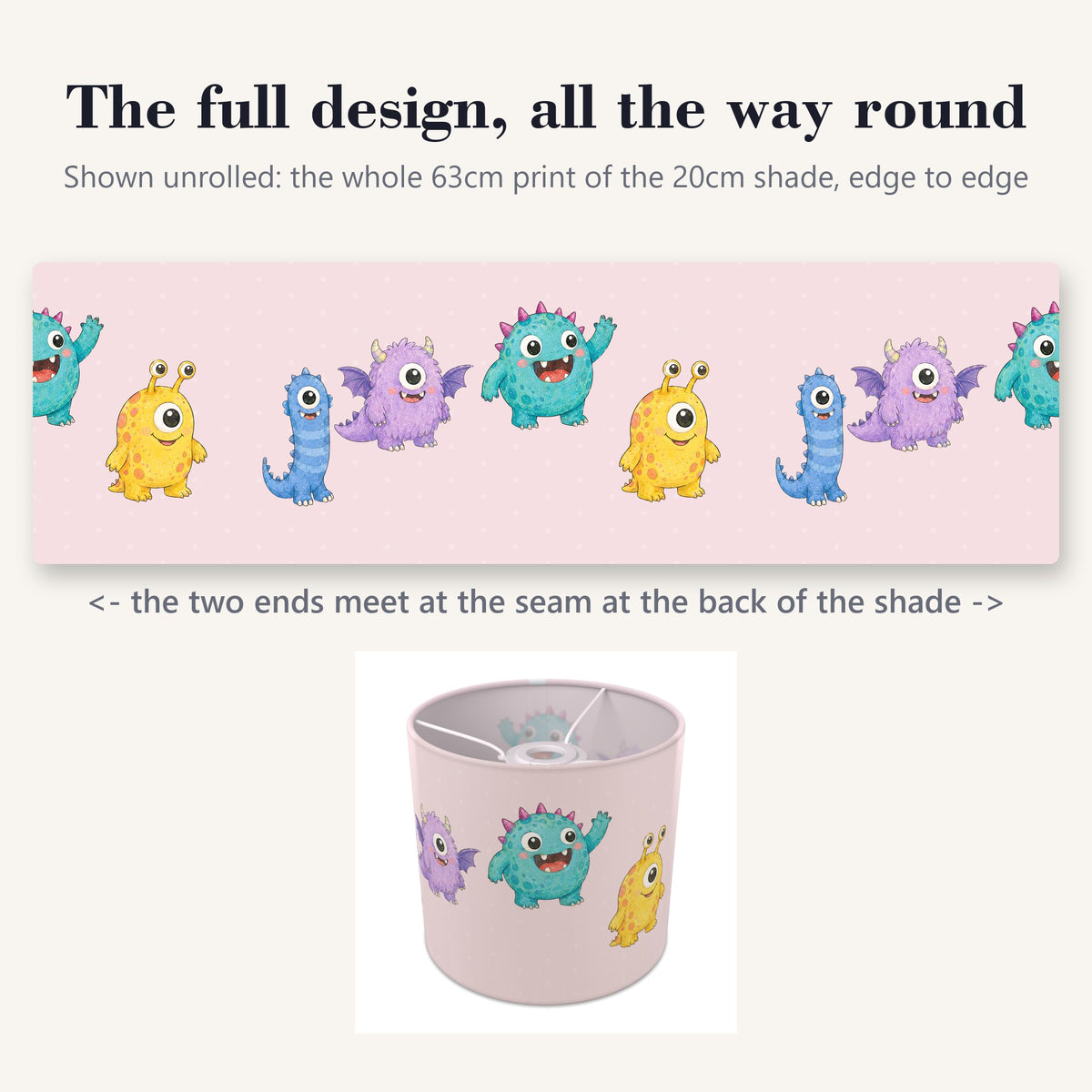 Blush Monsters lampshade - 20cm x 18.5cm Ceiling - photo 9