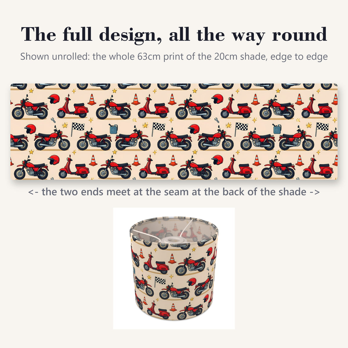 Sand Motorbike Mania lampshade - 20cm x 18.5cm Ceiling - photo 9