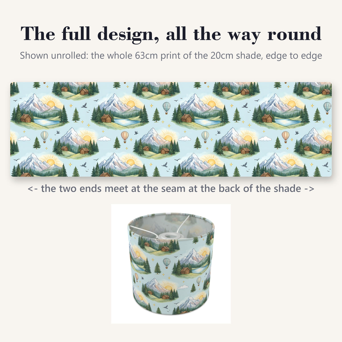 Sky Mountain Adventure lampshade - 20cm x 18.5cm Ceiling - photo 9