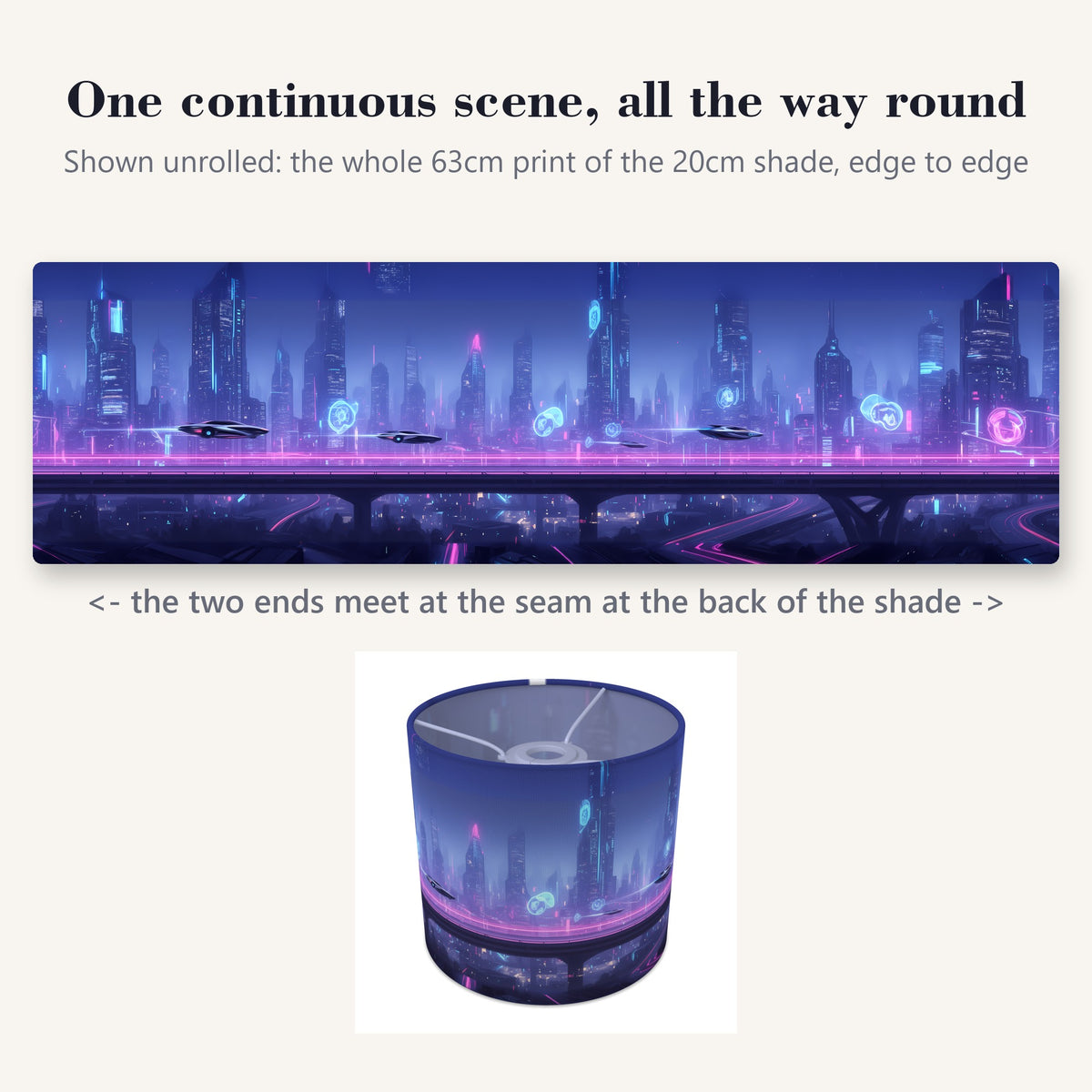 Neon Gamer World wraparound lampshade - Cyber City