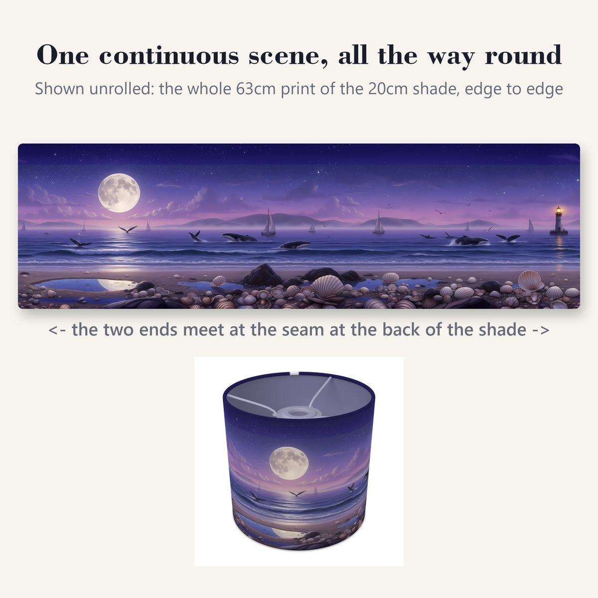 Moonlight Panorama wraparound lampshade - Starry Sea