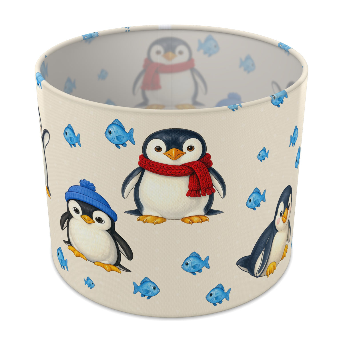 Cream Penguin Party lampshade - 25cm x 20cm Table