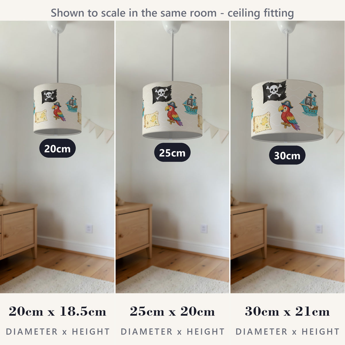 Cream Pirates lampshade - 20cm x 18.5cm Ceiling - photo 4
