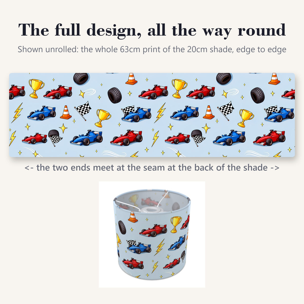 Sky Race Day lampshade - 20cm x 18.5cm Ceiling - photo 9