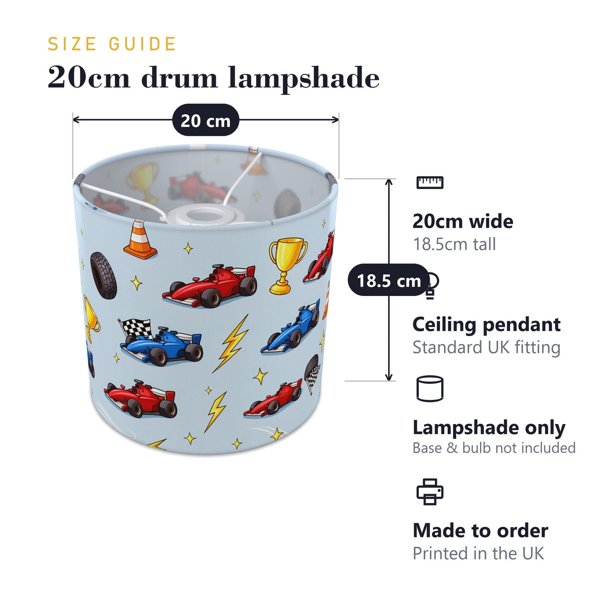 Sky Race Day lampshade - 20cm x 18.5cm Ceiling - photo 7