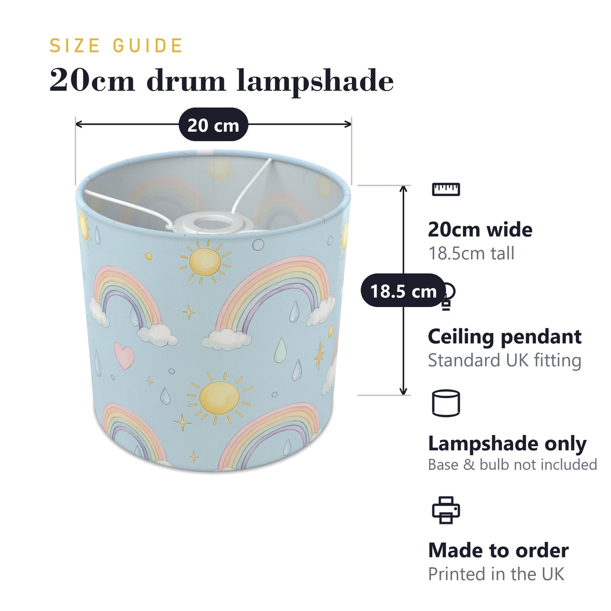Sky Over The Rainbow lampshade - 20cm x 18.5cm Ceiling - photo 7