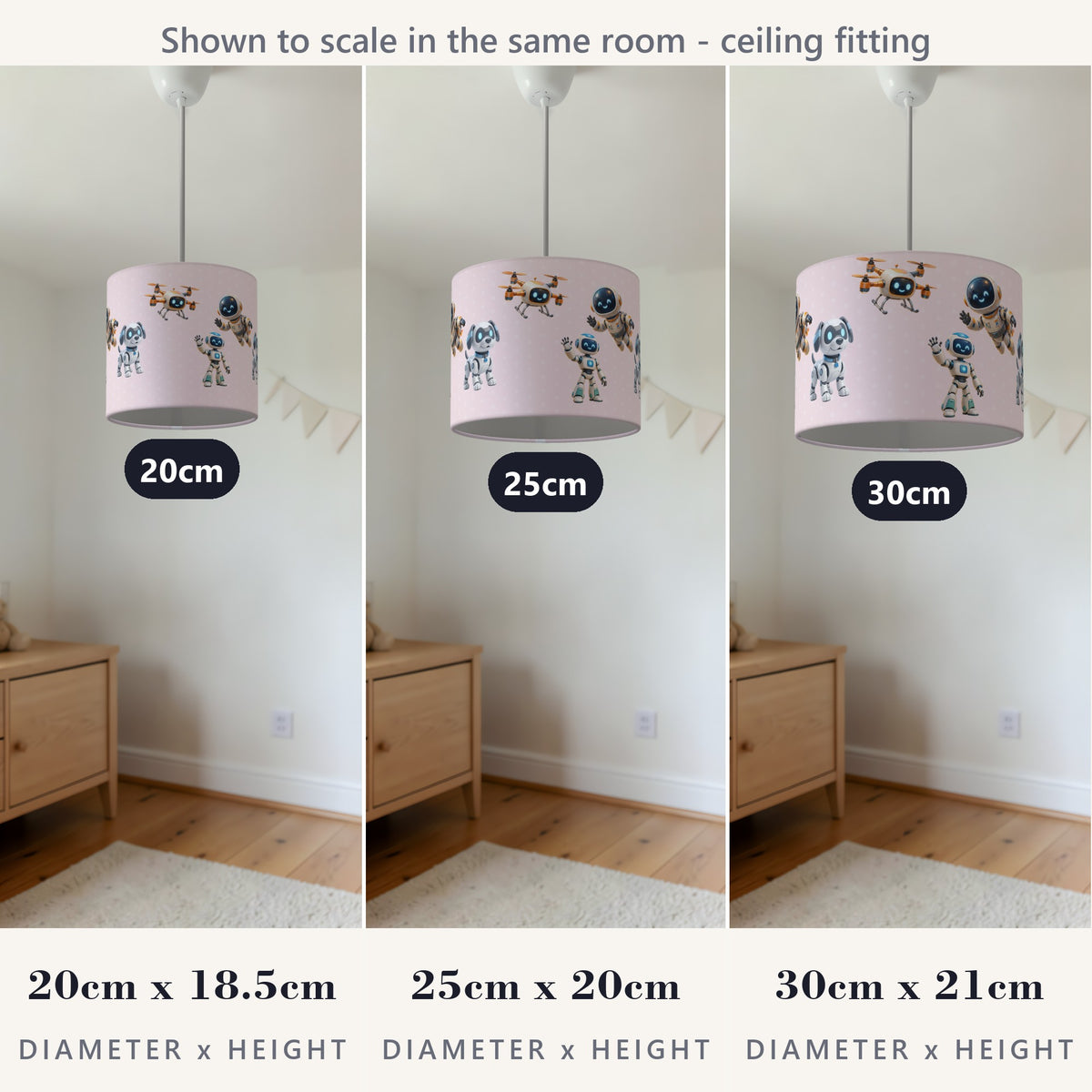 Blush Robots lampshade - 20cm x 18.5cm Ceiling - photo 4