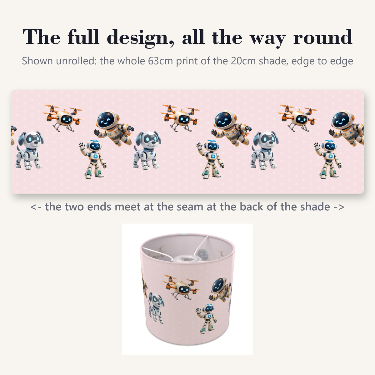 Blush Robots lampshade - 20cm x 18.5cm Ceiling - photo 9