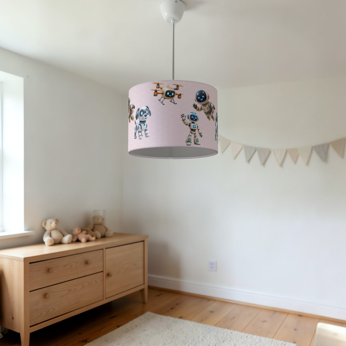 Blush Robots lampshade - 20cm x 18.5cm Ceiling - photo 3