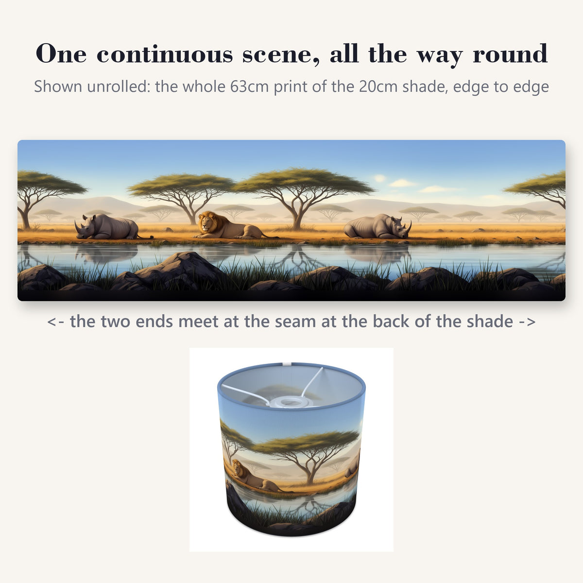 Savannah Safari wraparound lampshade - Waterhole