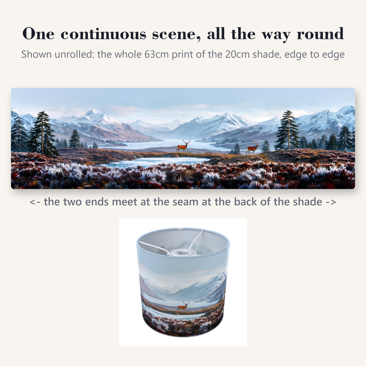 Scottish Highlands wraparound lampshade - Snowy Peaks