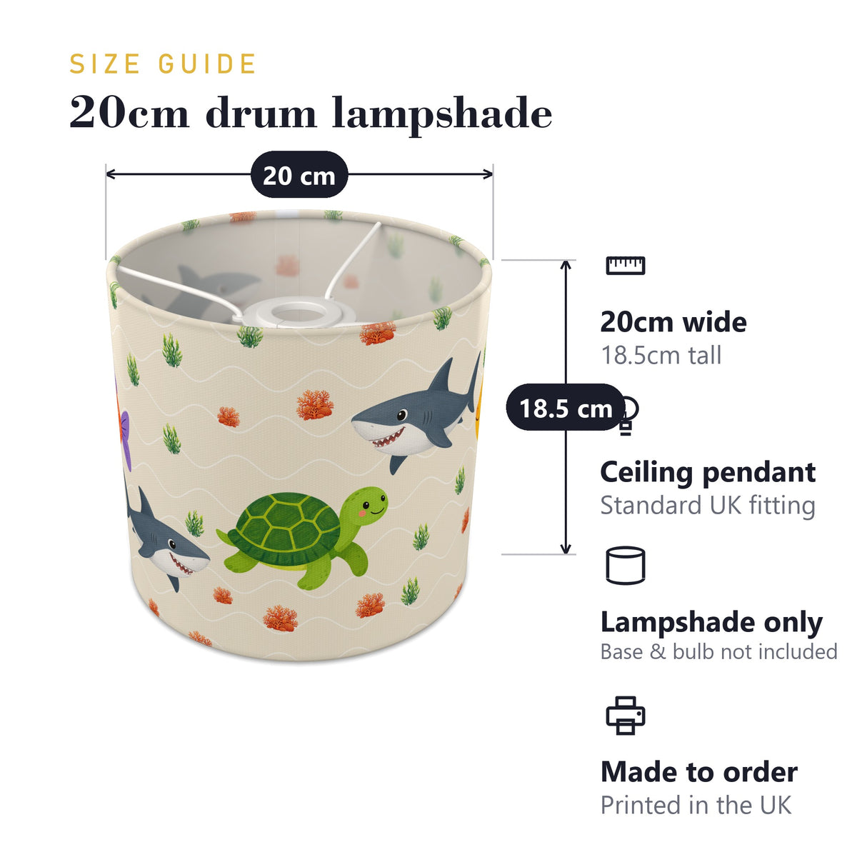 Sand Cute Sea Friends lampshade - 20cm x 18.5cm Ceiling - photo 7
