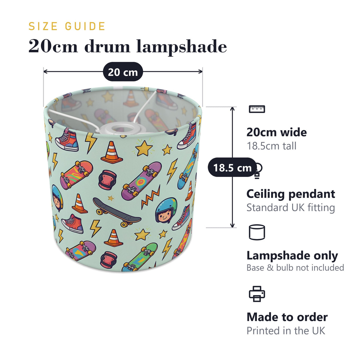 Mint Skate Crew lampshade - 20cm x 18.5cm Ceiling - photo 7