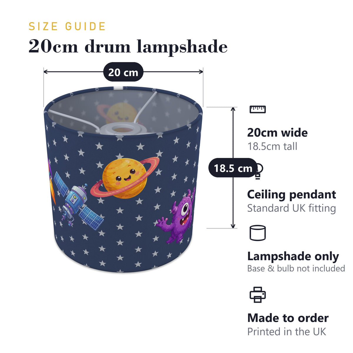 Navy Space lampshade - 20cm x 18.5cm Ceiling - photo 7