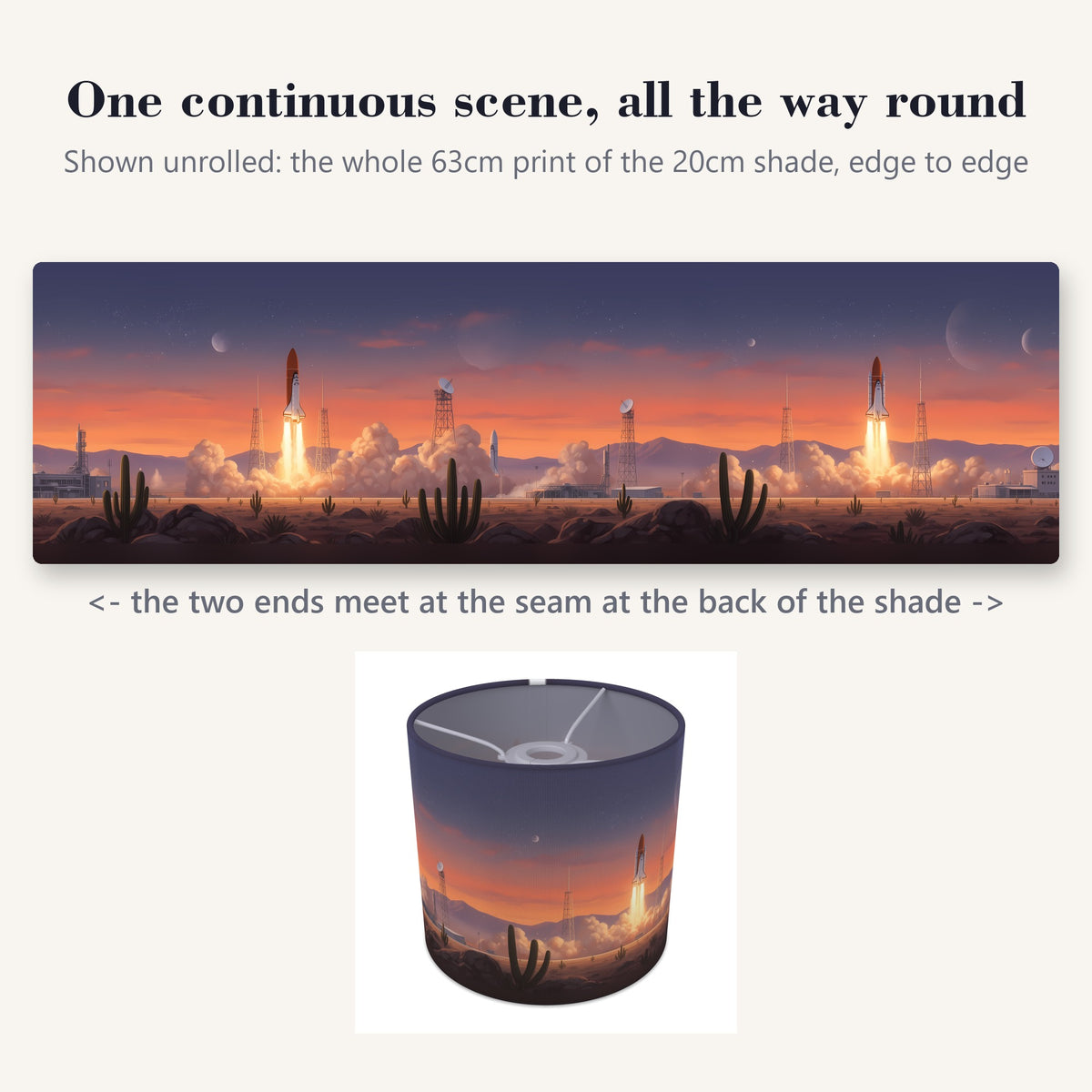 Space Adventure wraparound lampshade - Rocket Launch